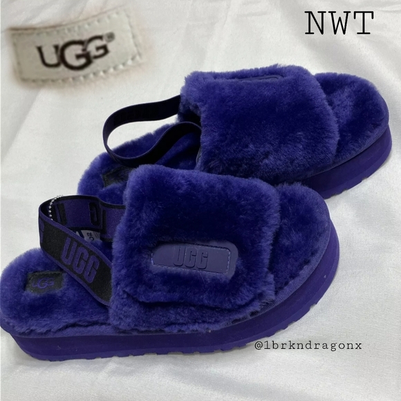 NWT VIOLET PURPLE UGG SLINGBACK SLIDES SHERPSKIN DARK PURPLE SLIP ONS - Picture 15 of 15